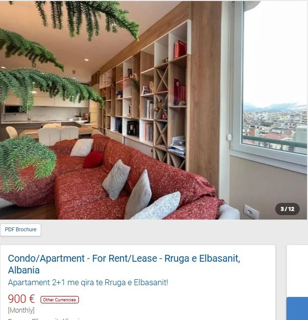 Tirane, jepet me qera apartament 2+1 Kati 8, 97 m² 900 € (RRUGA E ELBASANIT)