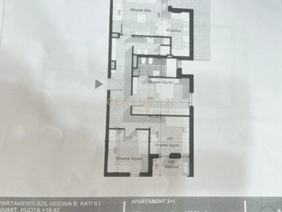 Tirane, shitet apartament 3+1 Kati 6, 140 m² 115.500 € 