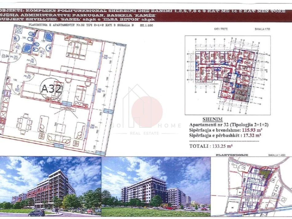 Tirane, shes apartament 2+1 Kati 3, 133 m² 126.500 € (Paskuqan)