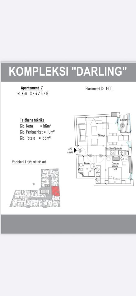 Tirane, shitet apartament 1+1+Ballkon , 