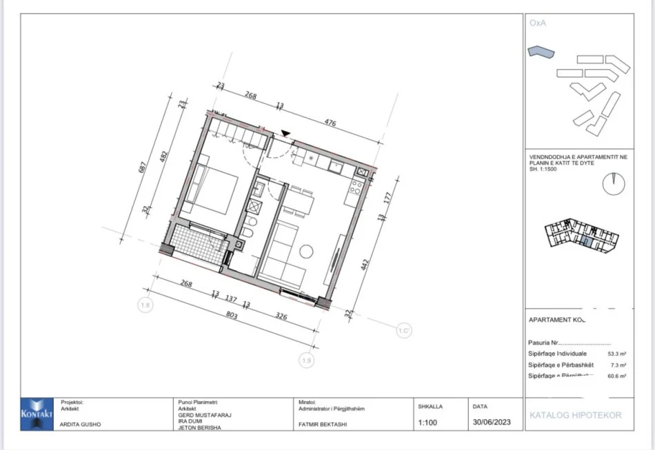 Tirane, shes apartament 1+1+Ballkon Kati 3, 60 m² 85.000 € (Rruga Dalip Topi)
