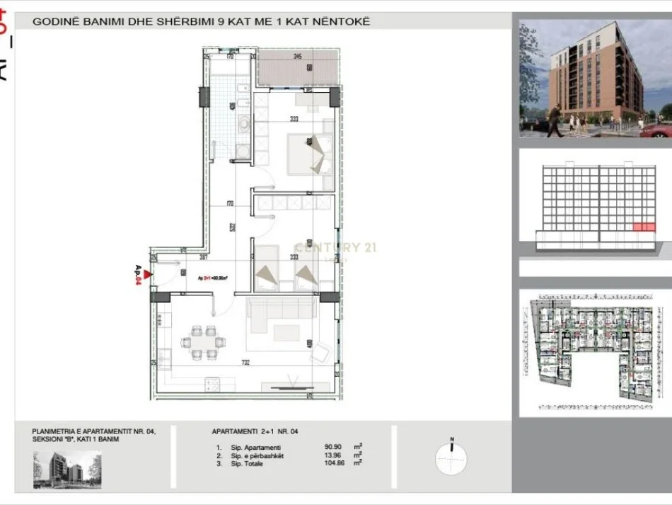 Tirane, shitet apartament 2+1 , 105 m² (Ne fund te Bulevardit te Ri, Paskuqan)