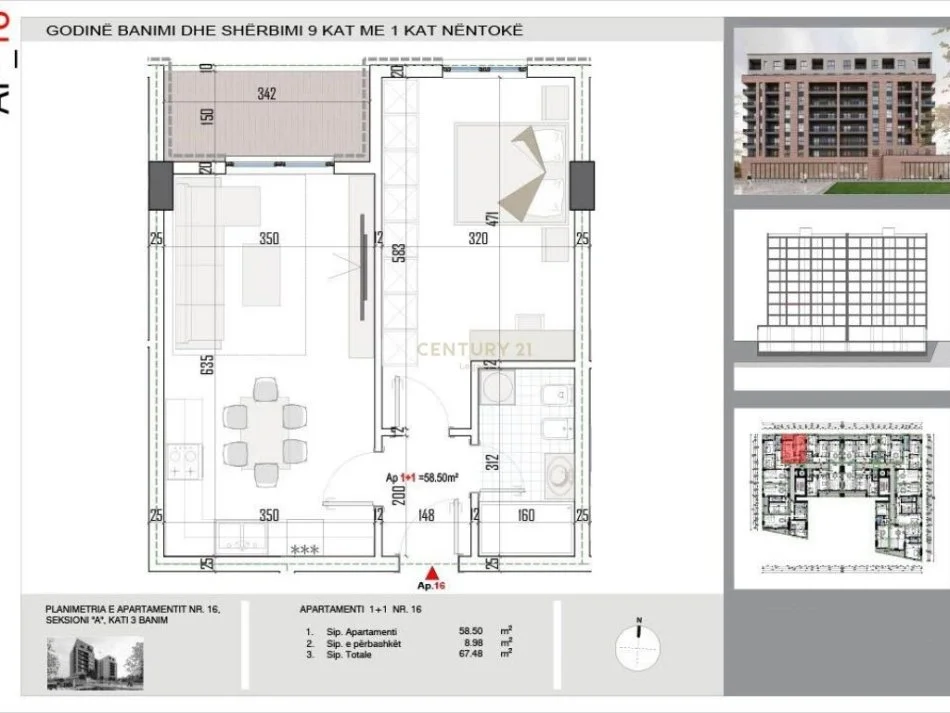 Tirane, shitet apartament 1+1 Kati 3, 67 m² 81.000 € (Paskuqan)