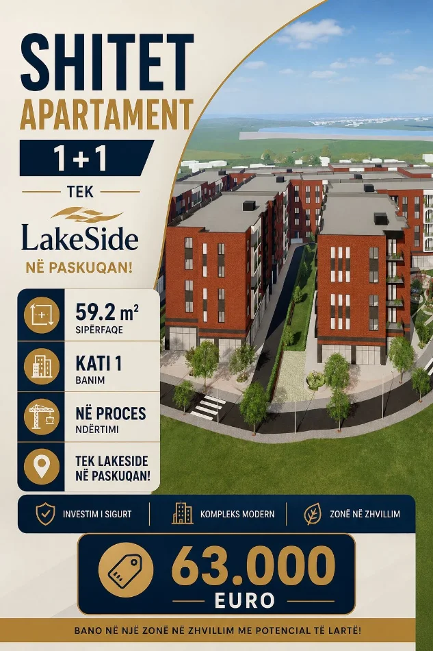 Tirane, shitet apartament 1+1 Kati 1, 59 m² 63.000 € 