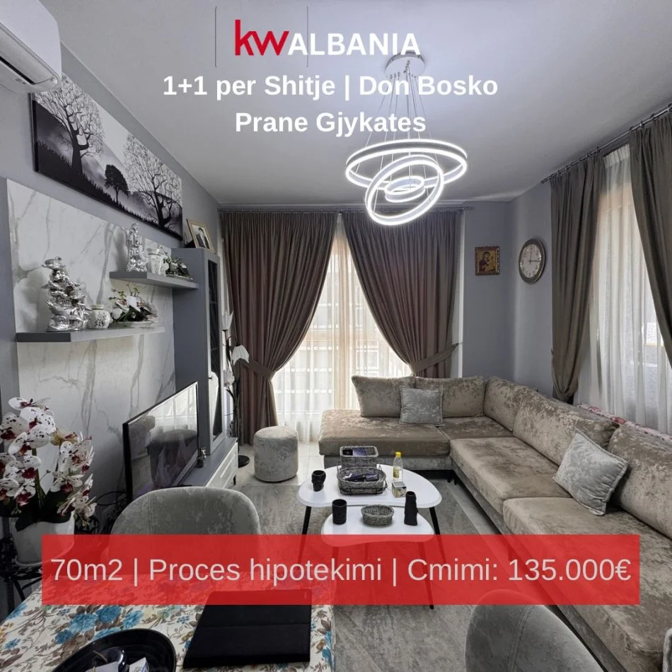 Tirane, shitet apartament 1+1+Ballkon Kati 5, 70 m² 135.000 € (don bosko)
