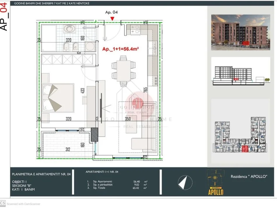 Tirane, shes apartament 1+1 Kati 3, 66 m² 78.500 € (Paskuqan)