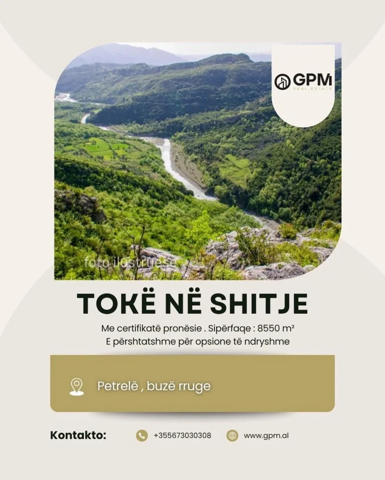 Tirane, shitet toke , 8.550 m²