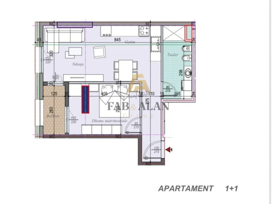 Tirane, shitet apartament 1+1 Kati 5, 68 m² 88.920 € 