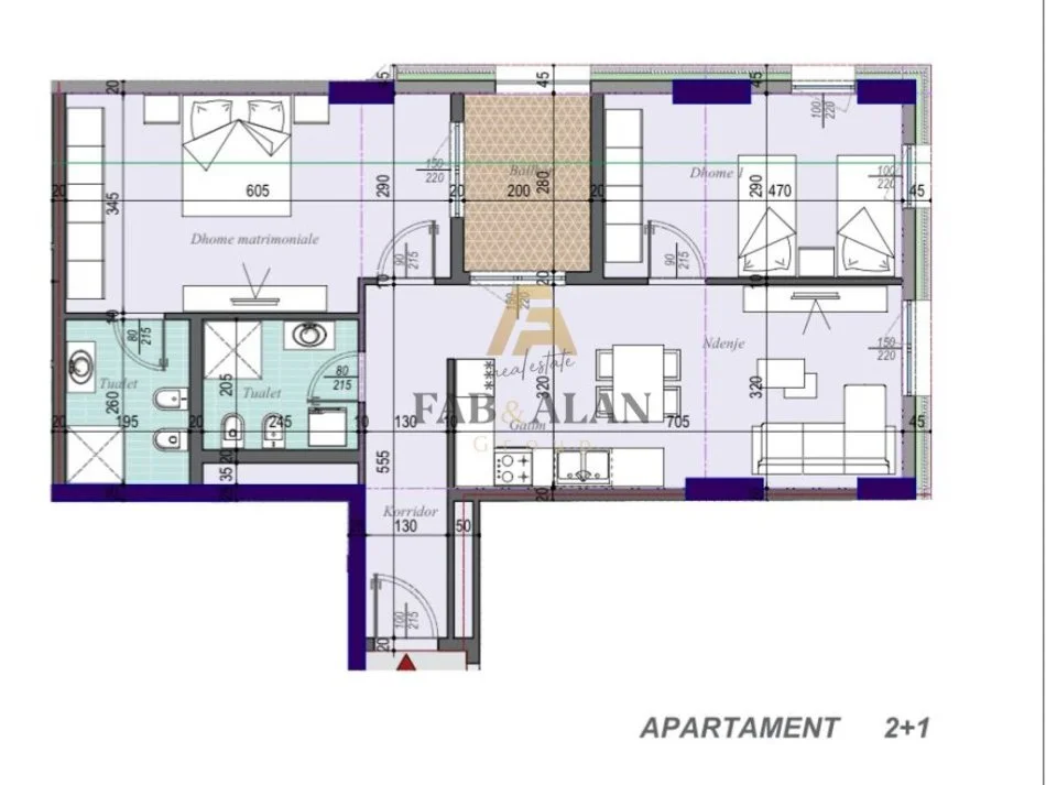 Tirane, shitet apartament 2+1 Kati 5, 115 m² 149.760 € 