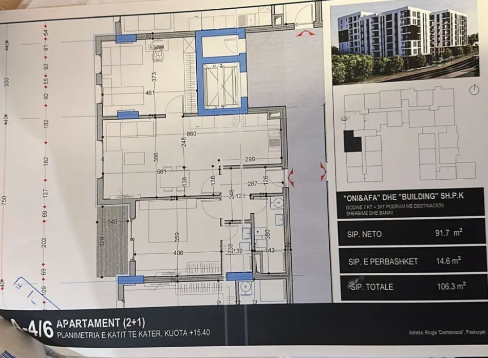 Tirane, shitet apartament 2+1+Ballkon Kati 4, 106 m² 122.000 € (Belfior 2 paskuqan)