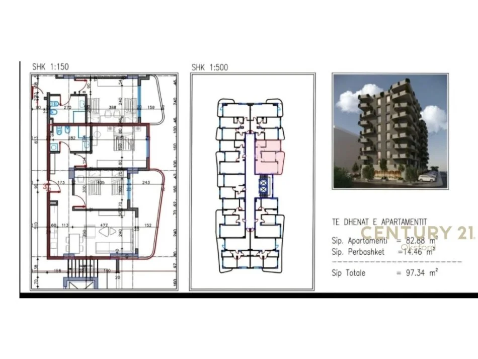 Tirane, shitet apartament 2+1+Aneks+Ballkon Kati 8, 97 m² 76.000 € (kamez)