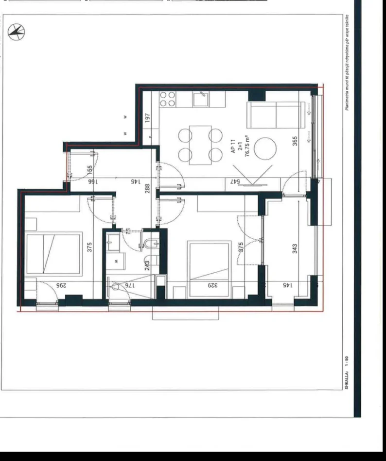 Dhermi - Palase, shitet apartament 2+1 Kati 1, 91 m² 271.700 € (Sun Palase Residence)