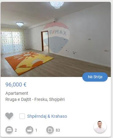 Tirane, shitet apartament 2+1 Kati 4, 77 m² 96.000 € (FRESK)