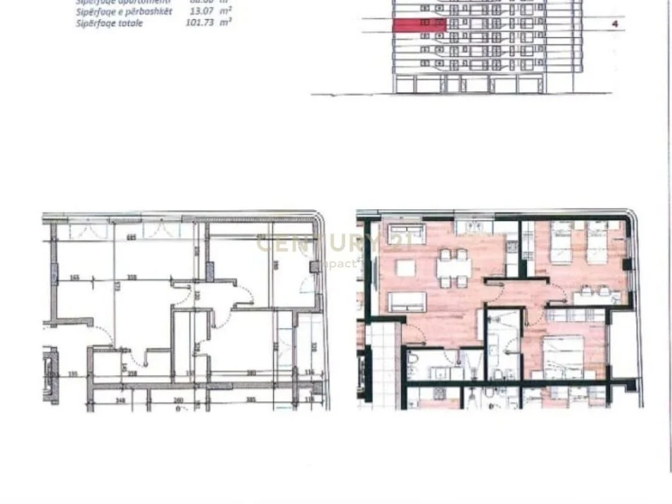 Tirane, shitet 2+1 Kati 4, 102 m² 155.000 € 