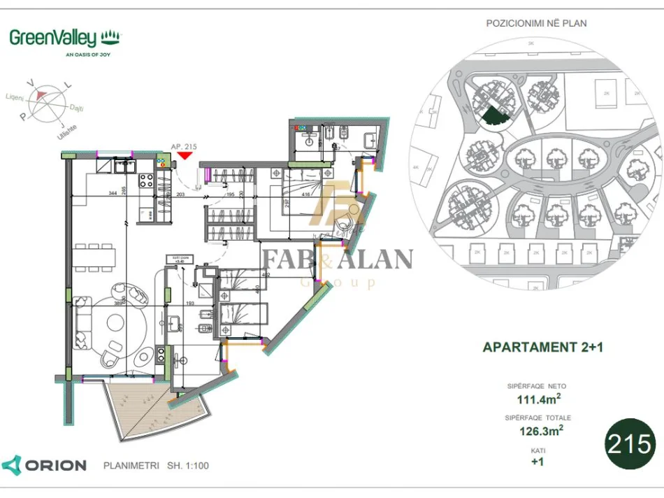 Tirane, shitet apartament 2+1+Ballkon Kati 1, 126 m² 383.000 € 
