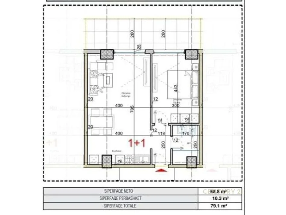 Lezhe Shengjin, shitet apartament 1+1+Ballkon Kati 8, 79 m² 107.000 € 