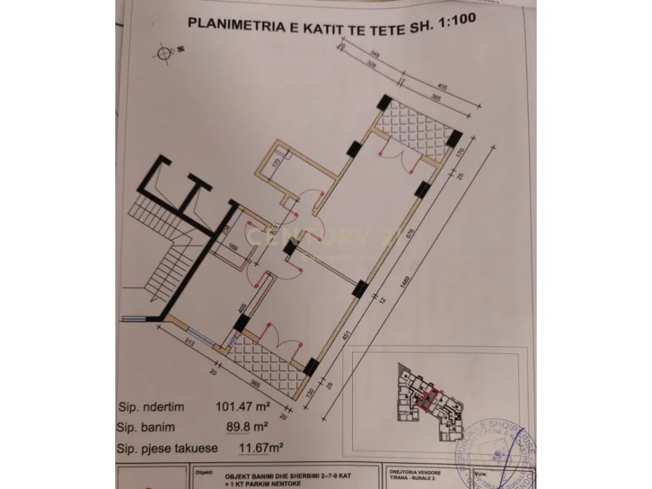 Tirane, shitet apartament 2+1 Kati 8, 101 m² 125.000 € (YZBERISHT)