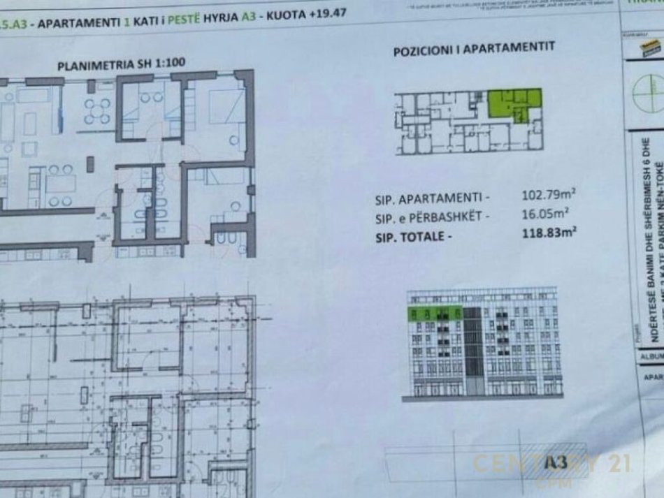 Tirane, shitet apartament 2+1 , 119 m² 170.000 € 
