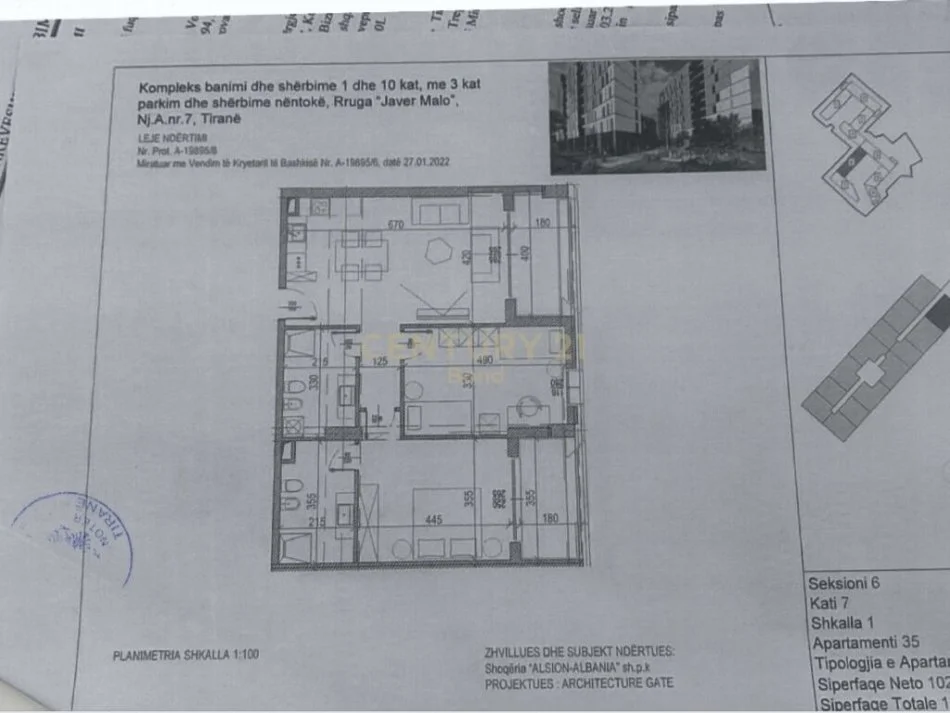 Tirane, shitet apartament 2+1+Ballkon Kati 7, 126 m² 190.000 € (Globe)