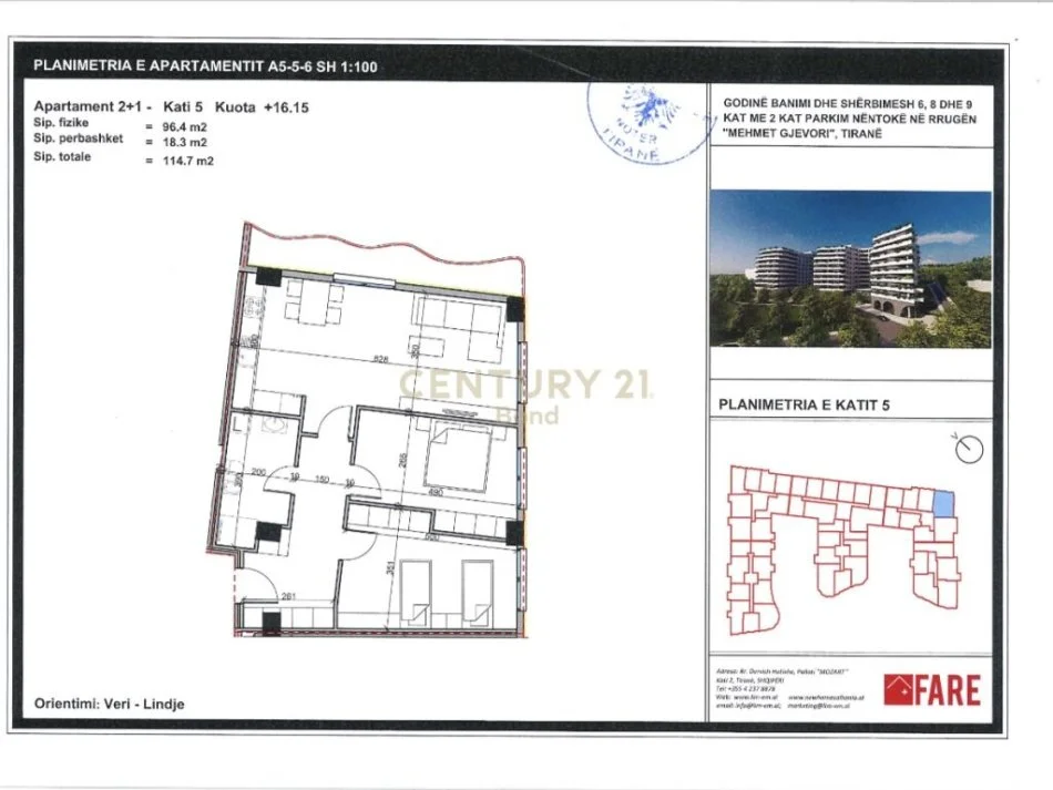 Tirane, shitet apartament 2+1+Ballkon Kati 5, 115 m² 122.000 € (Paskuqan)