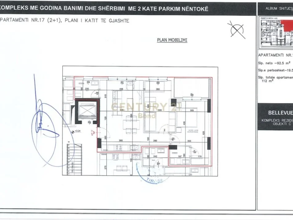 Tirane, shitet apartament 2+1 Kati 6, 112 m² 179.000 € (Perballe Xibrakut)