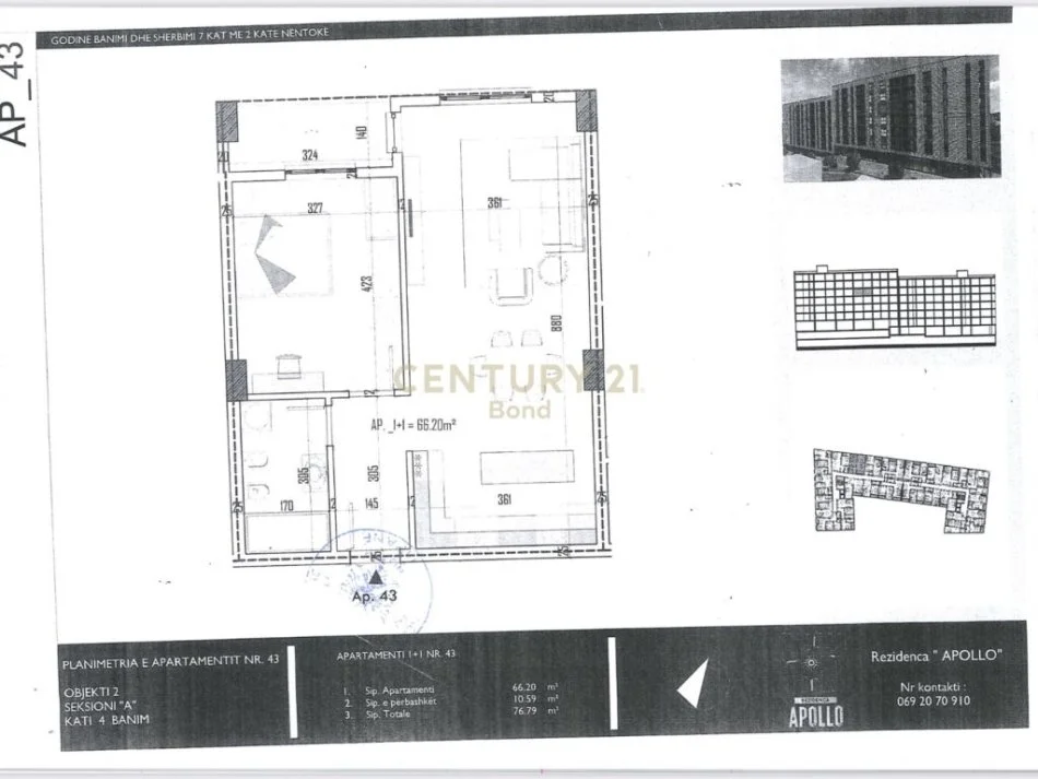 Tirane, shitet 1+1+Ballkon Kati 4, 77 m² 68.000 € (Paskuqan)