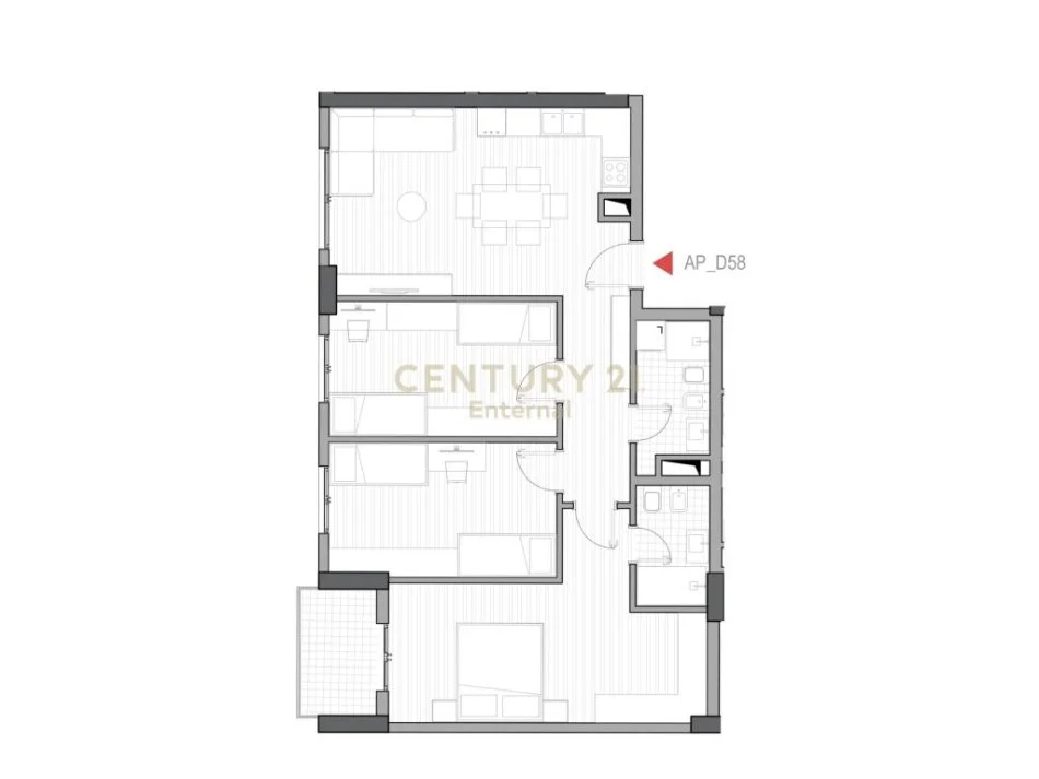 Tirane, shes apartament 3+1 Kati 5, 121 m² 169.260 € 