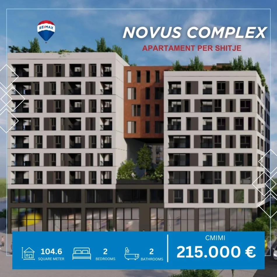 Tirane, shitet apartament 2+1 Kati 4, 105 m² 215.000 € (SHESIM APARTAMENT 2+1+2 NOVUS COMPLEX!)