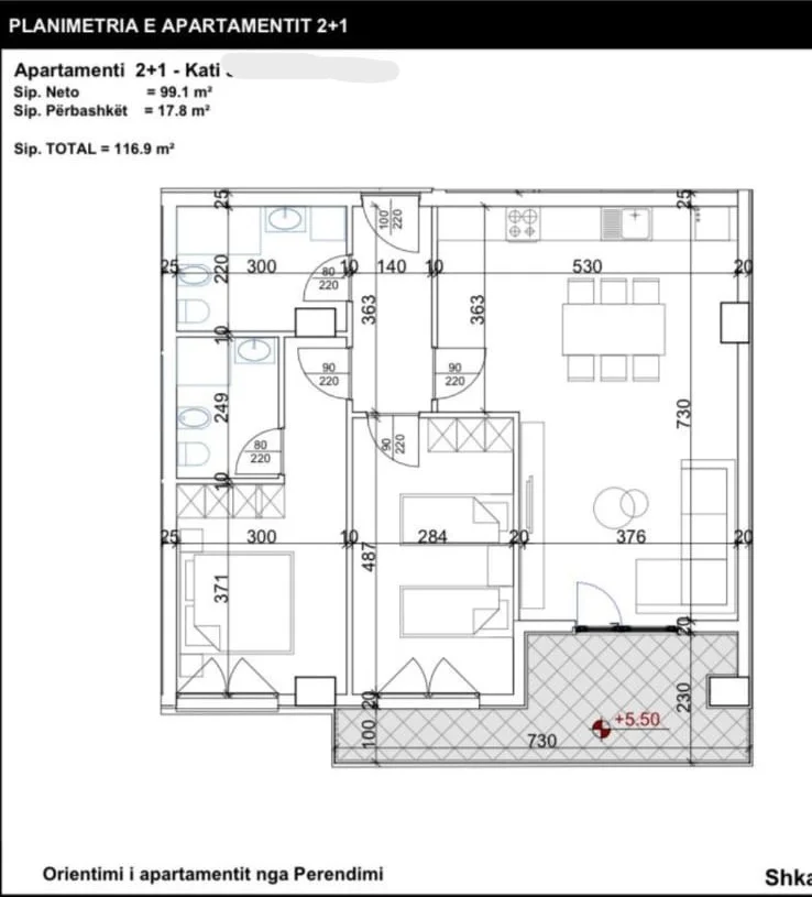 Tirane, shitet apartament 2+1+Aneks+Ballkon Kati 3, 117 m² 187.000 € (laprake , ish dogana , rruga dritan hoxha)