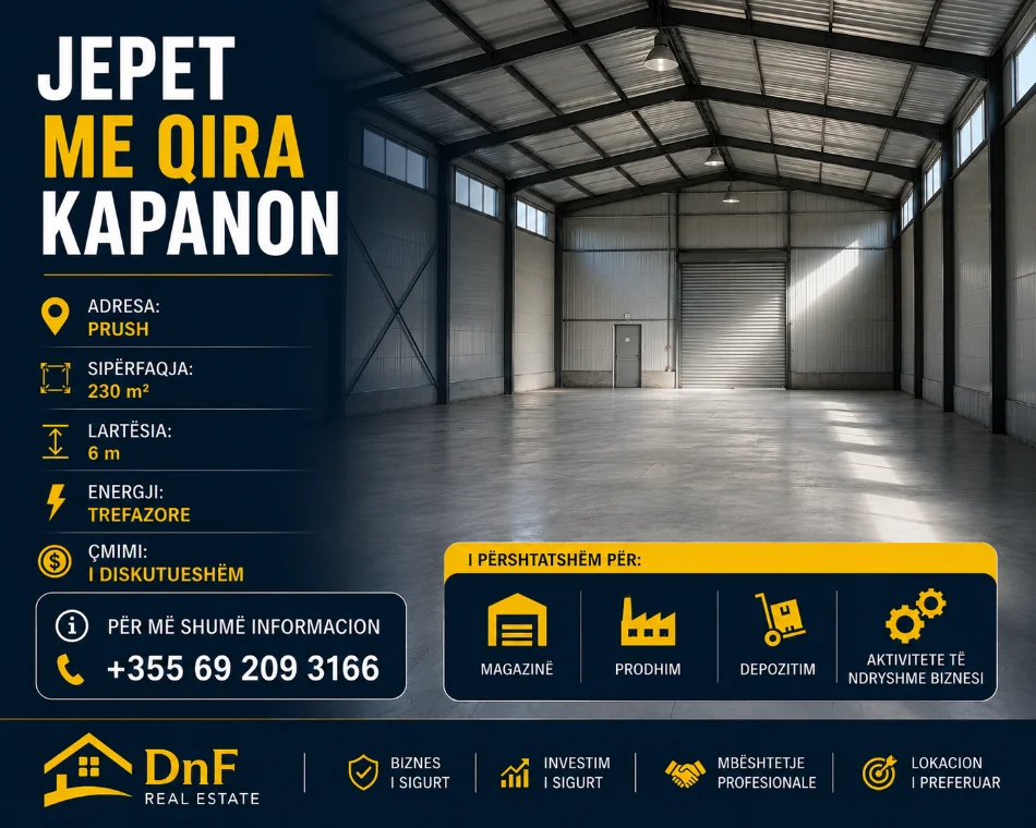 Tirane, jepet me qera ambjent biznesi Kati 0, 230 m² (Prush)