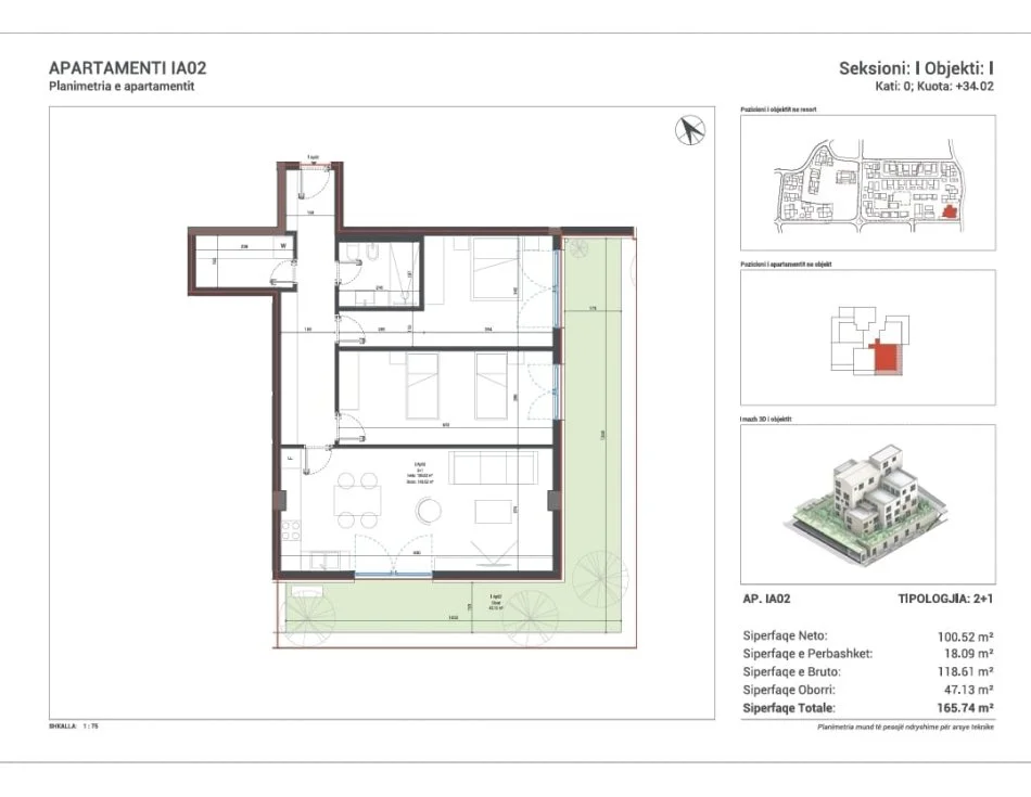 Sarande, shitet apartament 2+1 Kati 0, 166 m² 380.299 € 