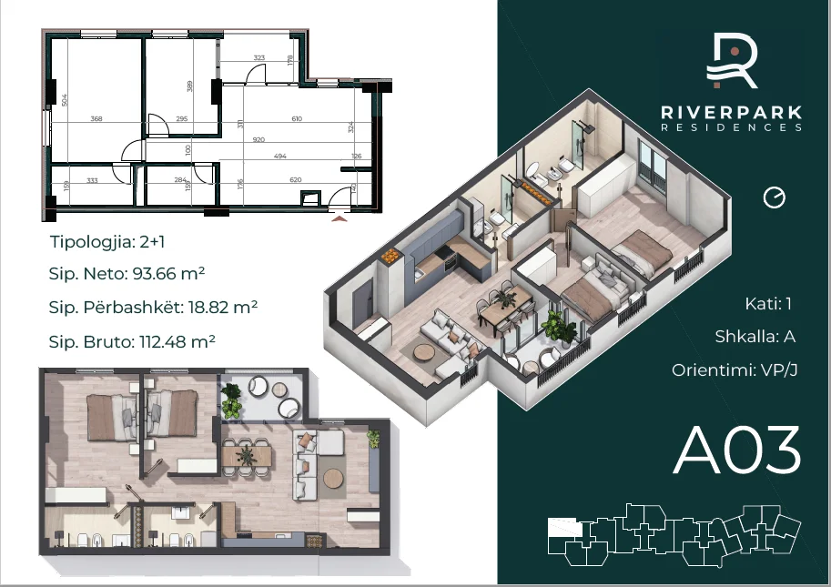 Tirane, shitet apartament 2+1 Kati 1, 112 m² 168.720 € (Sokrat Miho)