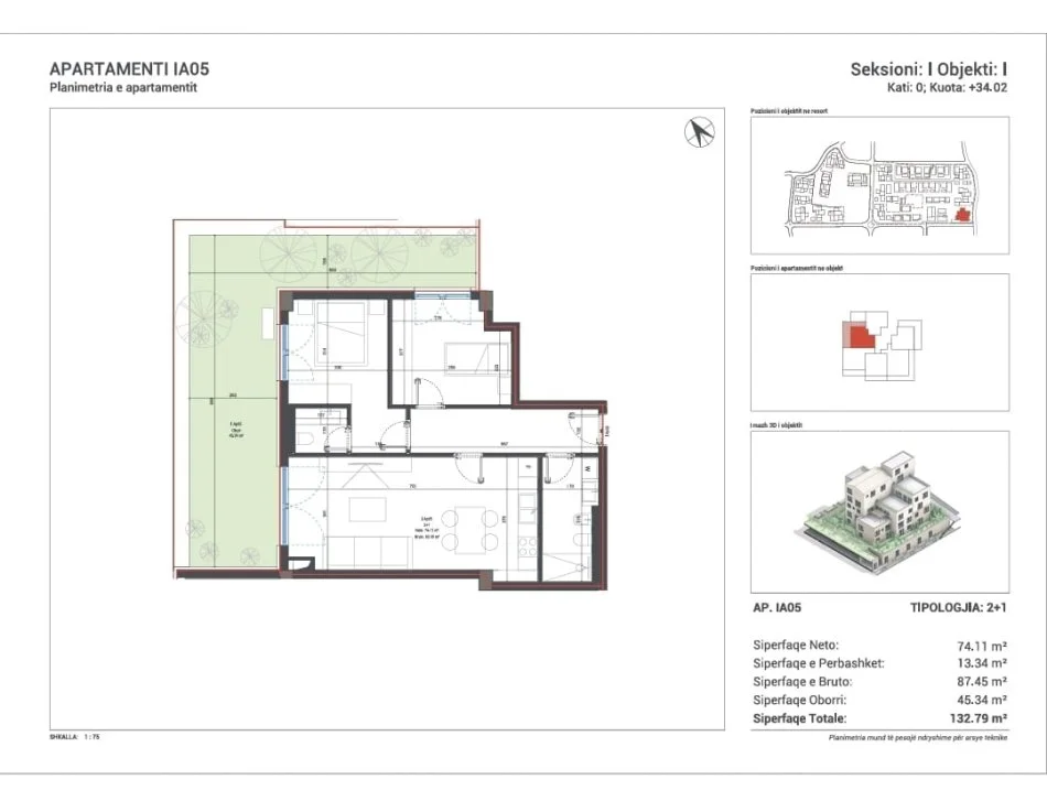 Sarande, shitet apartament 2+1 Kati 0, 133 m² 295.219 € 