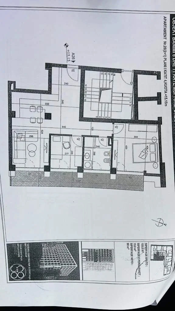Tirane, shitet apartament Kati 5, 106 m² 1.500 Euro/m2