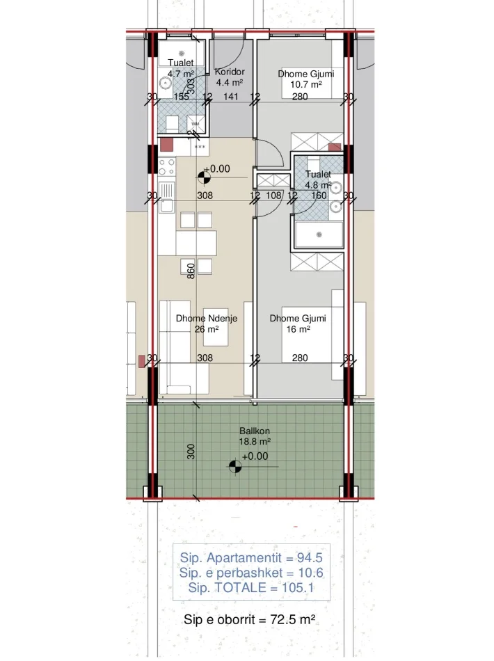 Gjiri Lalezit | Hamallaj, shitet apartament 2+1 Kati 0, 105 m² (Porto Lalzi)