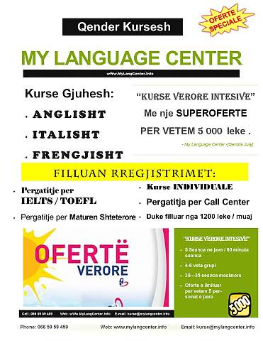 Super oferte Kurse Gjuhesh te huaja Anglisht, Italisht, Frengjisht