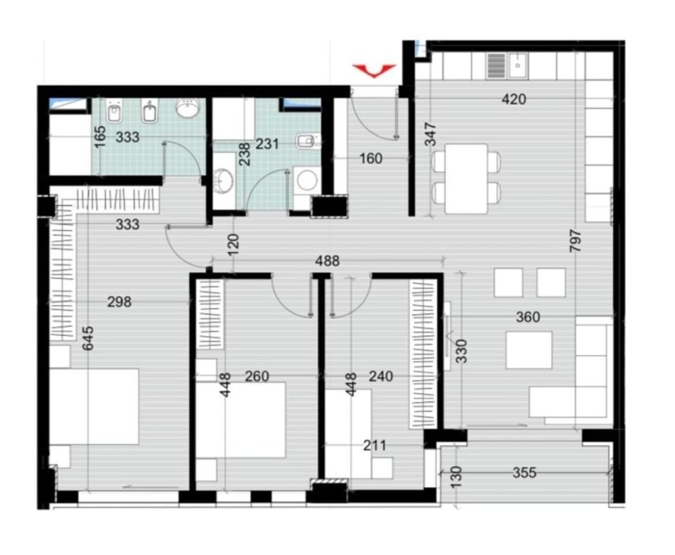 Tirane, shes apartament 3+1+Ballkon Kati 5, 133 m² 146.500 € (Rezidenca Diellon)