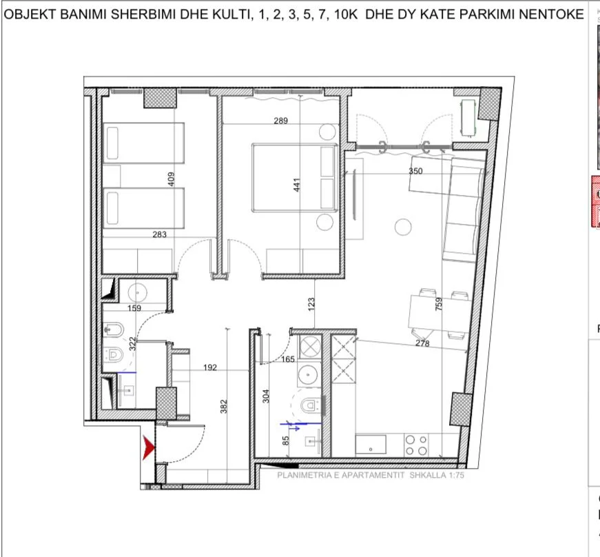Tirane, shitet apartament 2+1 Kati 3, (Porcelan)