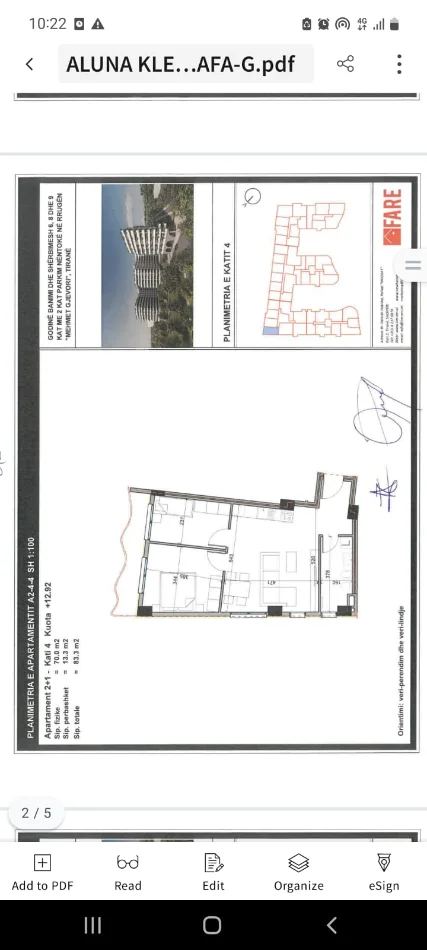 Tirane, shitet nga Pronari, pa-komision apartament 2+1+Ballkon Kati 4, 83 m² 99 960 € (Paskuqan)