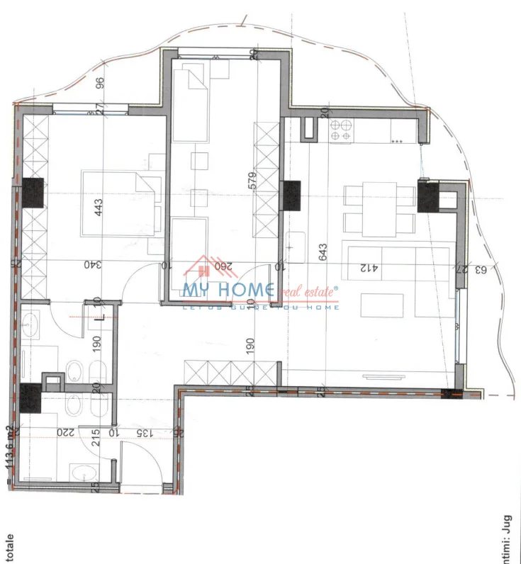 Tirane, shitet apartament 2+1+Ballkon Kati 2, 114 m² 142.000 € (Aluna Complex)