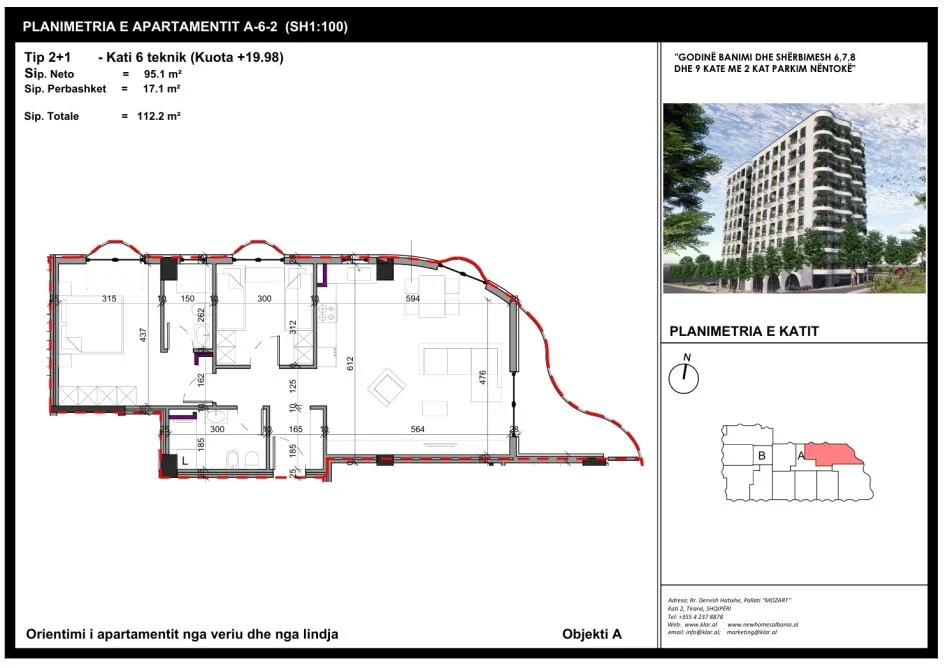 Apartament 2+1 Kati 6, 112 m² (Aluna 2)