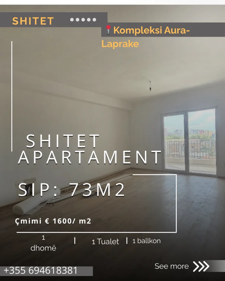 Tirane, shitet apartament 1+1+Ballkon Kati 5, 73 m² 116.800 € (Rruga Dritan Hoxha)