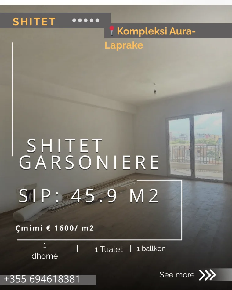 Tirane, shitet garsonier 1+1+Ballkon Kati 3, 46 m² 73.440 € (Rruga Dritan Hoxhs)