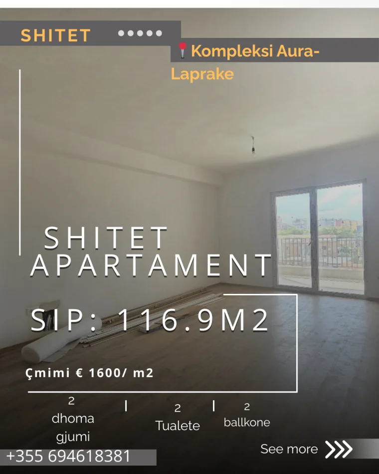 Tirane, shitet apartament 2+1+Ballkon Kati 3, 117 m² 187.040 € (Rruga Dritan Hoxha)
