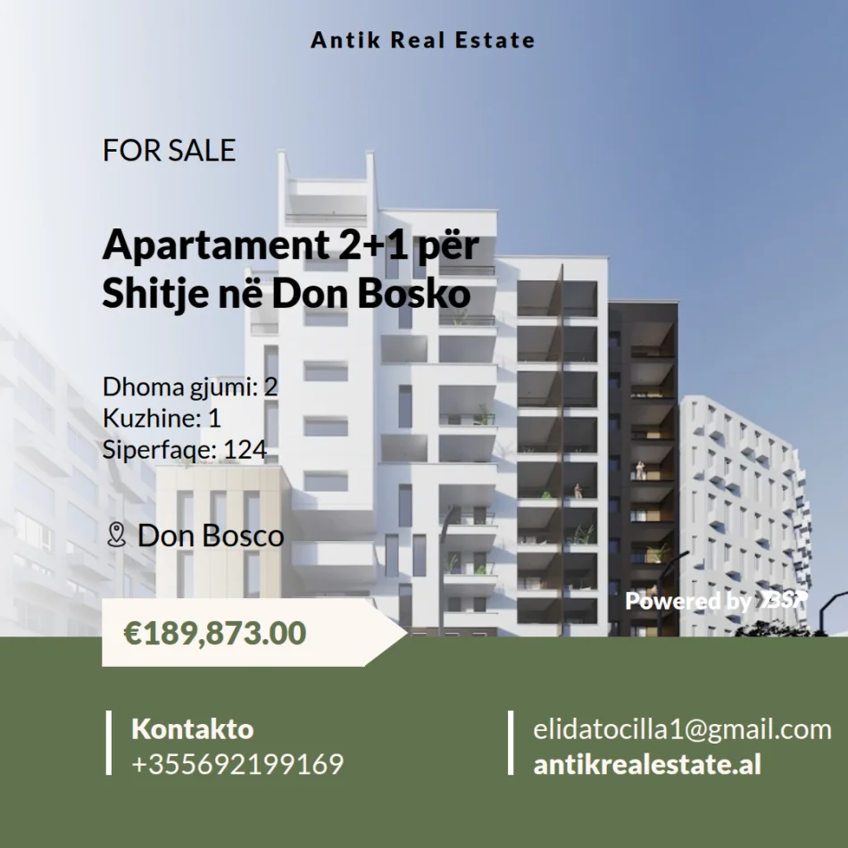 Tirane, shitet apartament 2+1 , 124 m² 189.873 € 