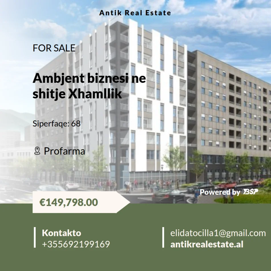 Tirane, shitet ambjent biznesi , 68 m² 149.798 € (xhamllik)