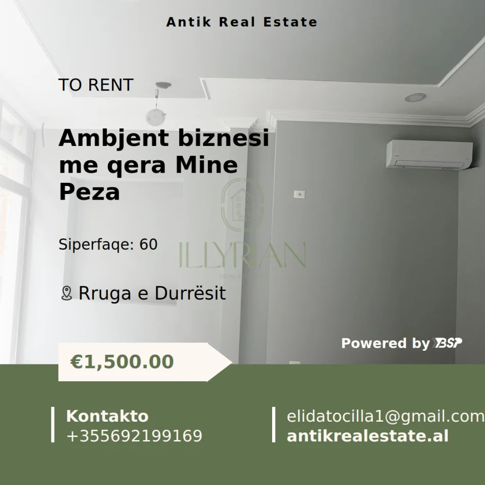 Tirane, jepet me qera ambjent biznesi , 60 m² 1.500 € (rruga e durresit)