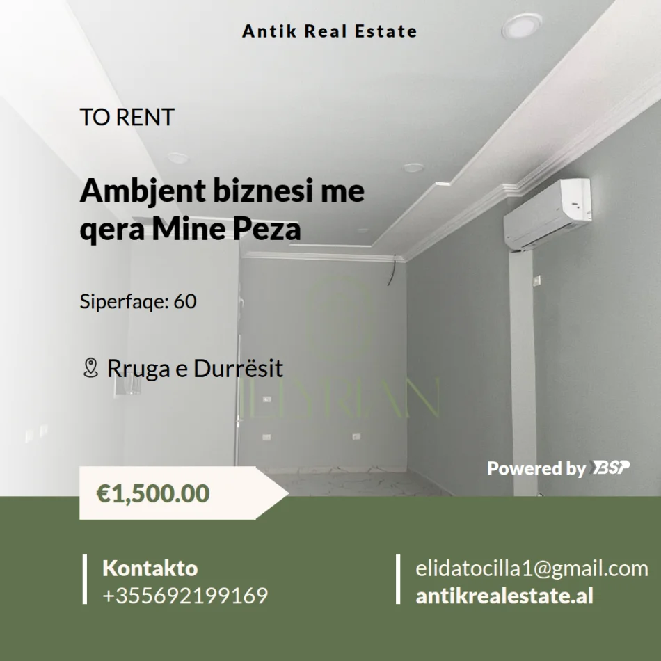 Tirane, jepet me qera ambjent biznesi , 60 m² 1.500 € (rruga e durresit)