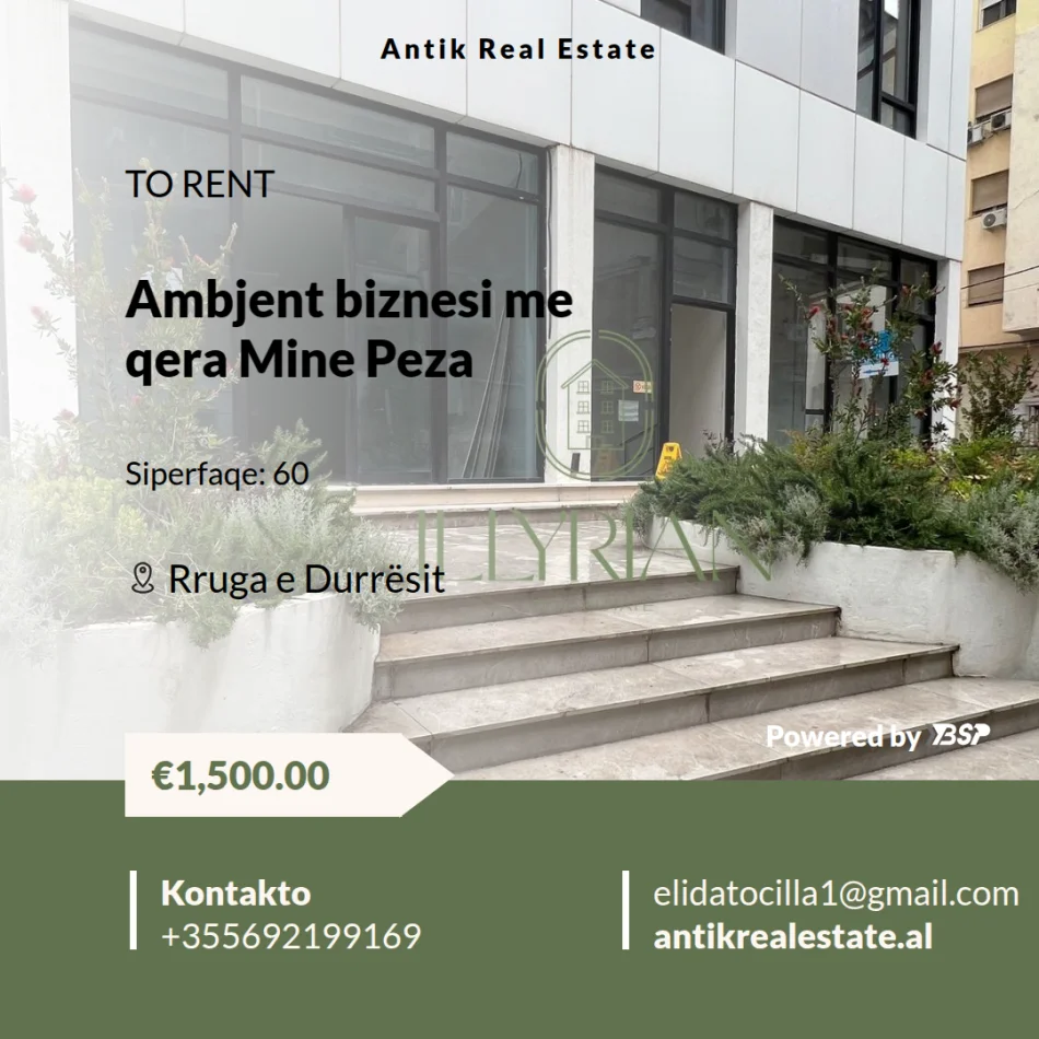 Tirane, jepet me qera ambjent biznesi , 60 m² 1.500 € (rruga e durresit)