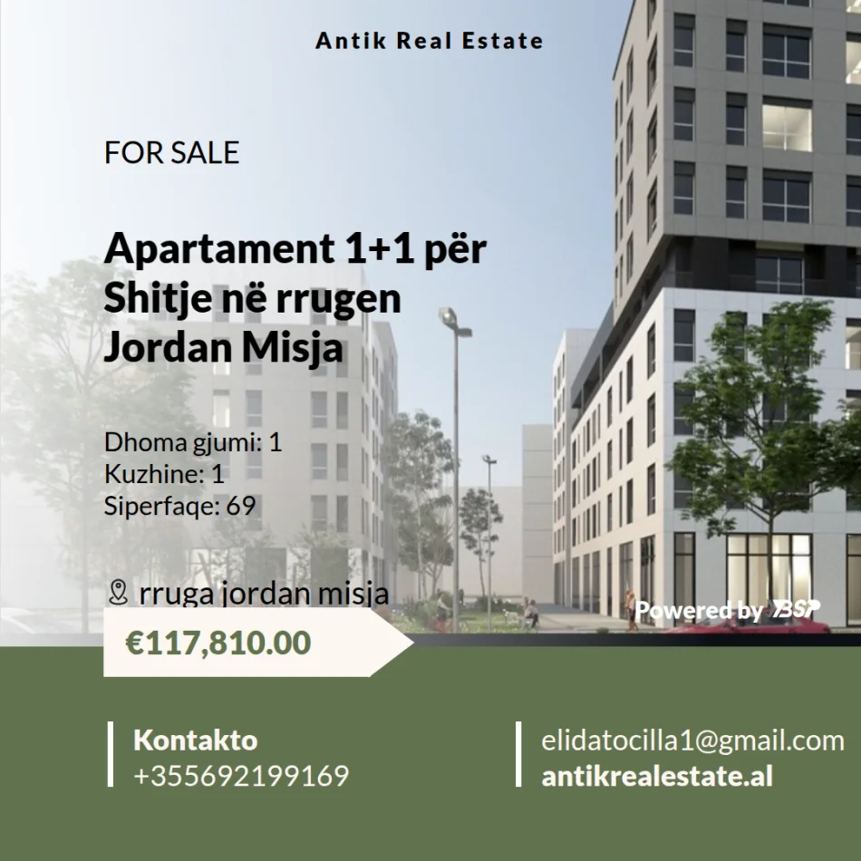 Tirane, shitet apartament 1+1+Ballkon Kati 1, 70 m² 117.810 € 